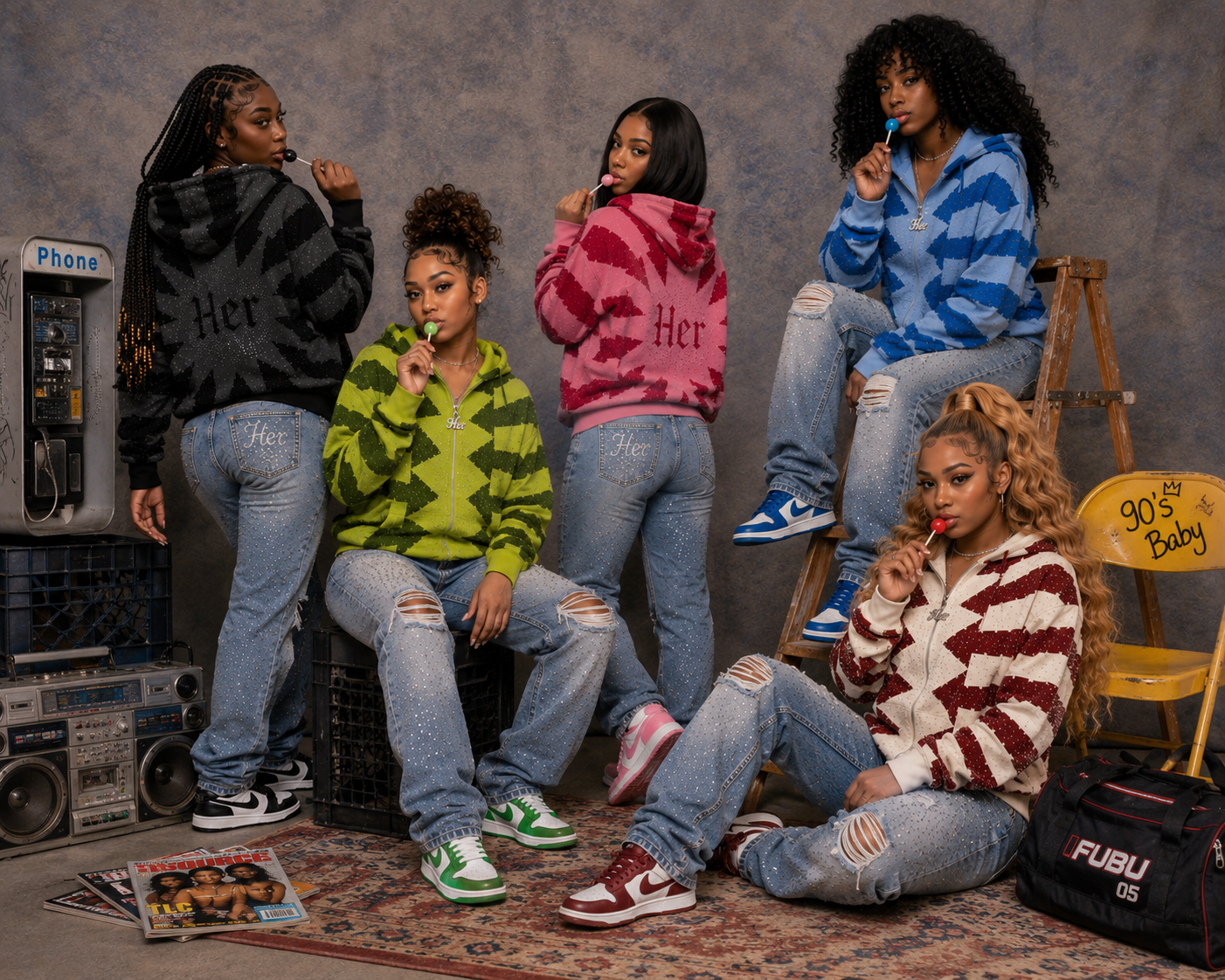 HER RHINESTONE ZIP-UP HOODIE